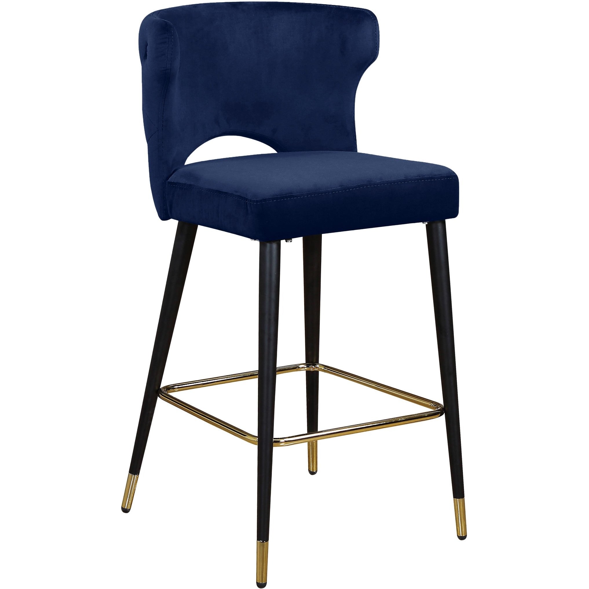 Meridian Furniture Kelly Navy Velvet Stool-Minimal & Modern