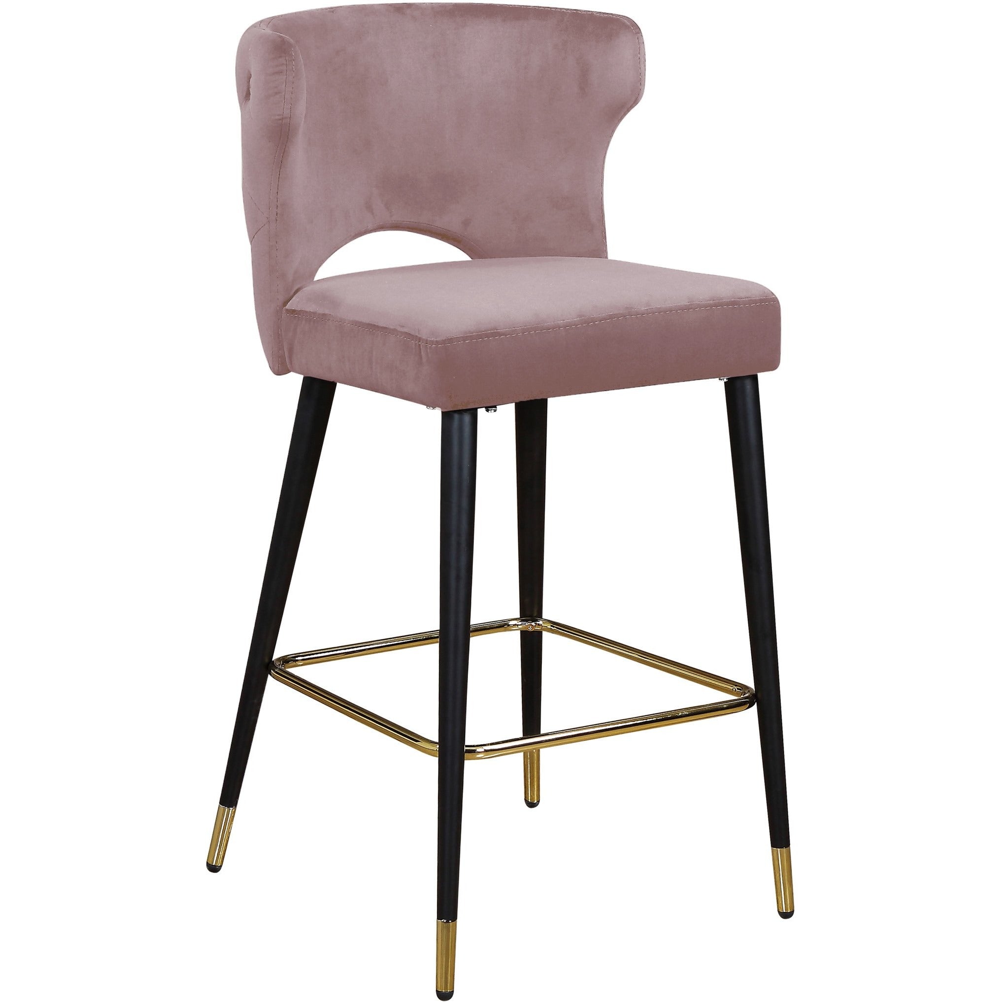 Meridian Furniture Kelly Pink Velvet Stool-Minimal & Modern