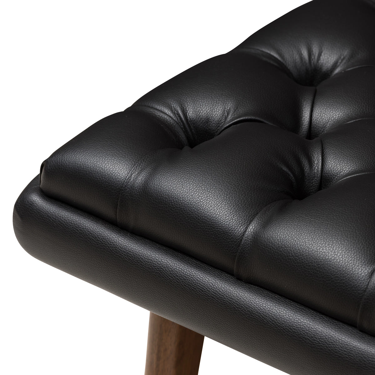 Baxton Studio Annetha Mid-Century Modern Black Faux Leather Upholstered Walnut Finished Wood Ottoman Baxton Studio-ottomans-Minimal And Modern - 4