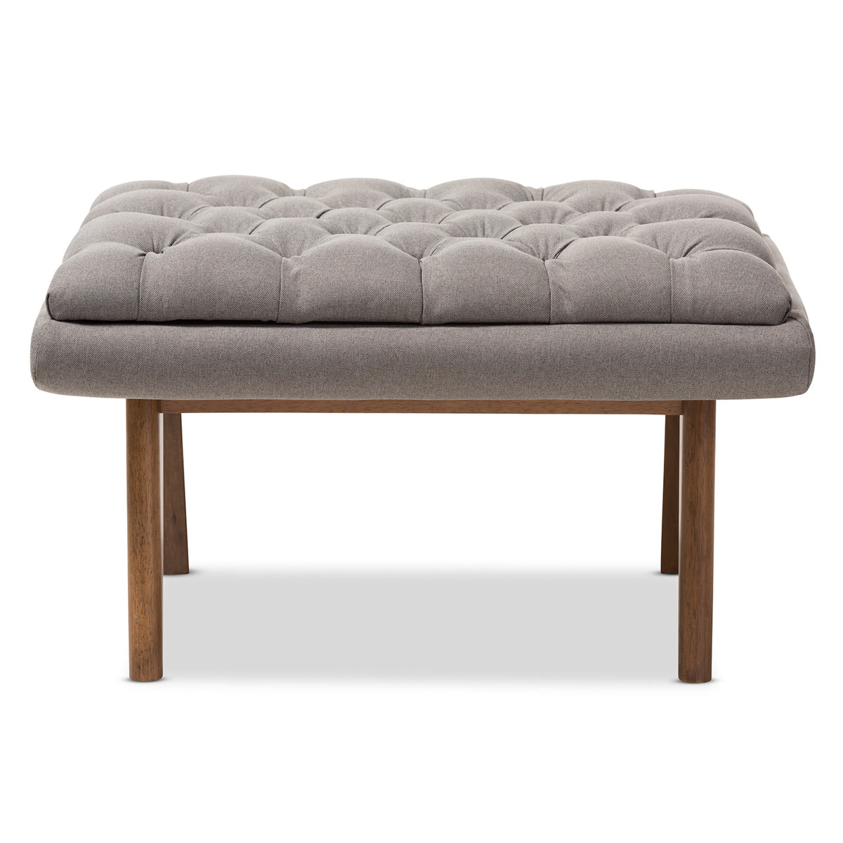 Baxton Studio Annetha Mid-Century Modern Grey Fabric Upholstered Walnut Finished Wood Ottoman Baxton Studio-ottomans-Minimal And Modern - 2