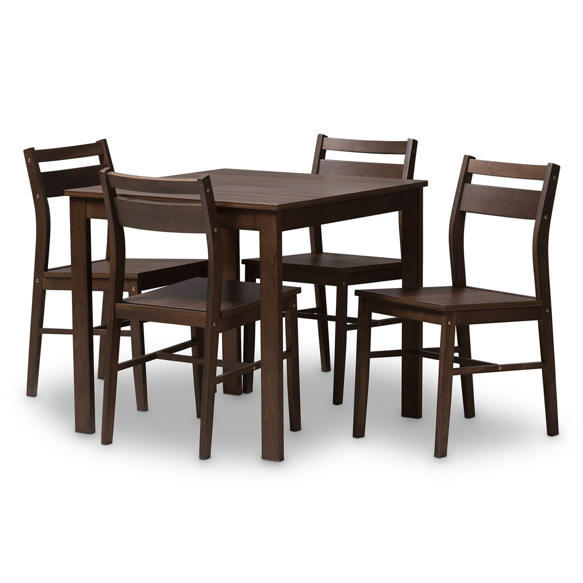 Baxton Studio Lovy Modern and Contemporary Walnut-Finished 5-Piece Dining Set Baxton Studio-0-Minimal And Modern - 1