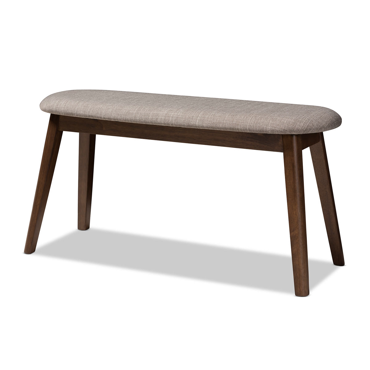 Baxton Studio Easton Mid-Century Modern Light Grey Fabric Upholstered Walnut Finished Wood Bench Baxton Studio-benches-Minimal And Modern - 1