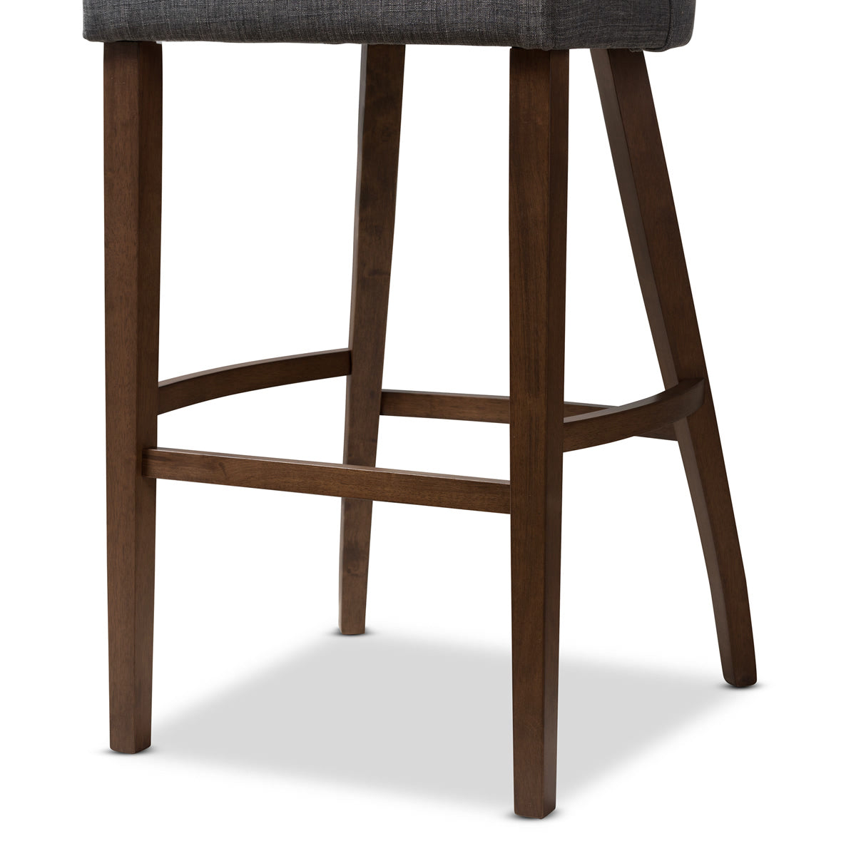 Baxton Studio Melrose Mid-Century Modern Dark Grey Fabric Upholstered Walnut Finished Wood Bar Stool (Set of 2) Baxton Studio-Bar Stools-Minimal And Modern - 5