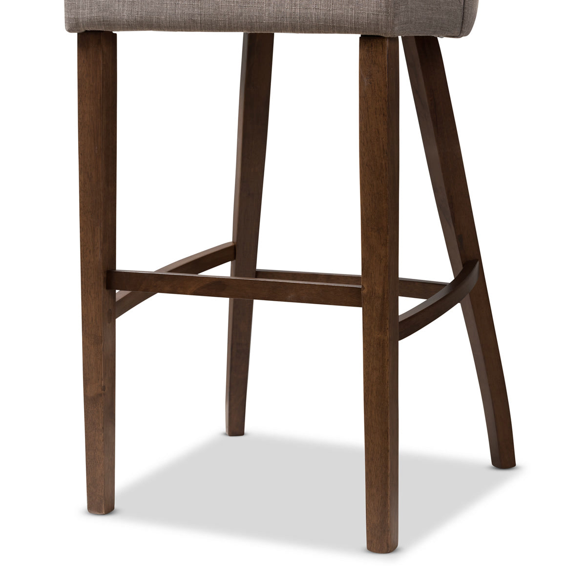 Baxton Studio Melrose Mid-Century Modern Light Grey Fabric Upholstered Walnut Finished Wood Bar Stool (Set of 2) Baxton Studio-Bar Stools-Minimal And Modern - 5