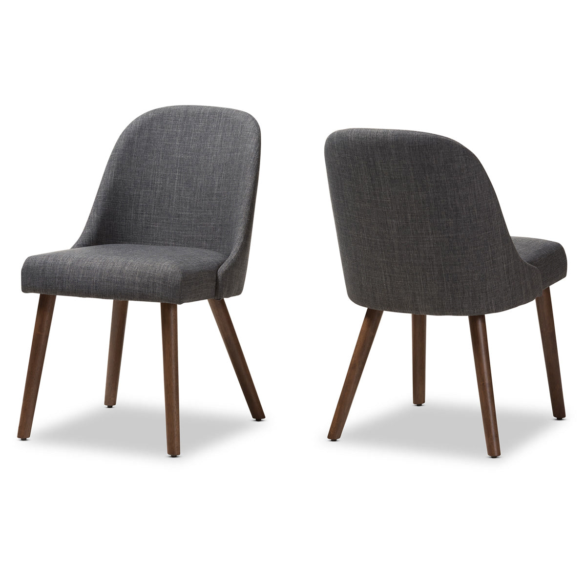 Baxton Studio Cody Mid-Century Modern Dark Grey Fabric Upholstered Walnut Finished Wood Dining Chair (Set of 2) Baxton Studio-dining chair-Minimal And Modern - 1