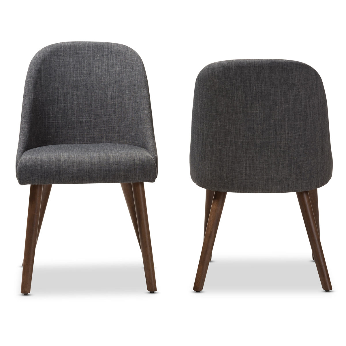 Baxton Studio Cody Mid-Century Modern Dark Grey Fabric Upholstered Walnut Finished Wood Dining Chair (Set of 2) Baxton Studio-dining chair-Minimal And Modern - 2