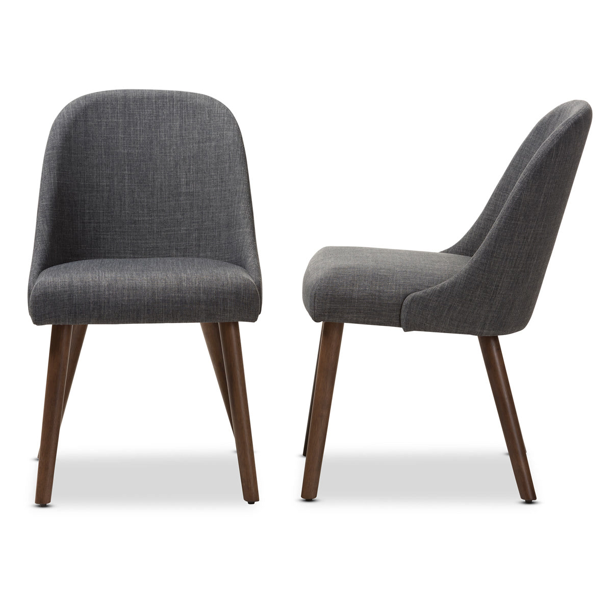 Baxton Studio Cody Mid-Century Modern Dark Grey Fabric Upholstered Walnut Finished Wood Dining Chair (Set of 2) Baxton Studio-dining chair-Minimal And Modern - 3