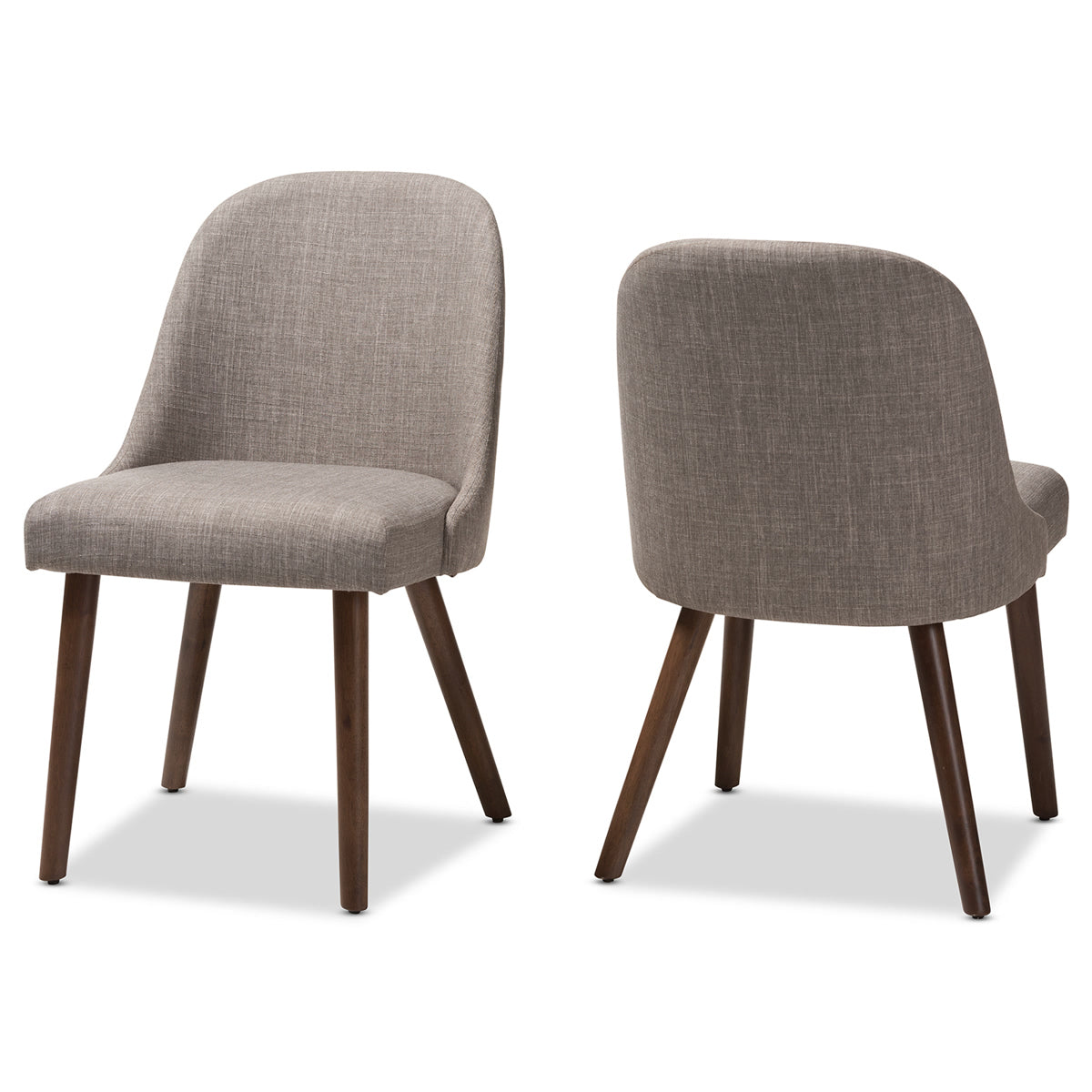 Baxton Studio Cody Mid-Century Modern Light Grey Fabric Upholstered Walnut Finished Wood Dining Chair (Set of 2) Baxton Studio-dining chair-Minimal And Modern - 1