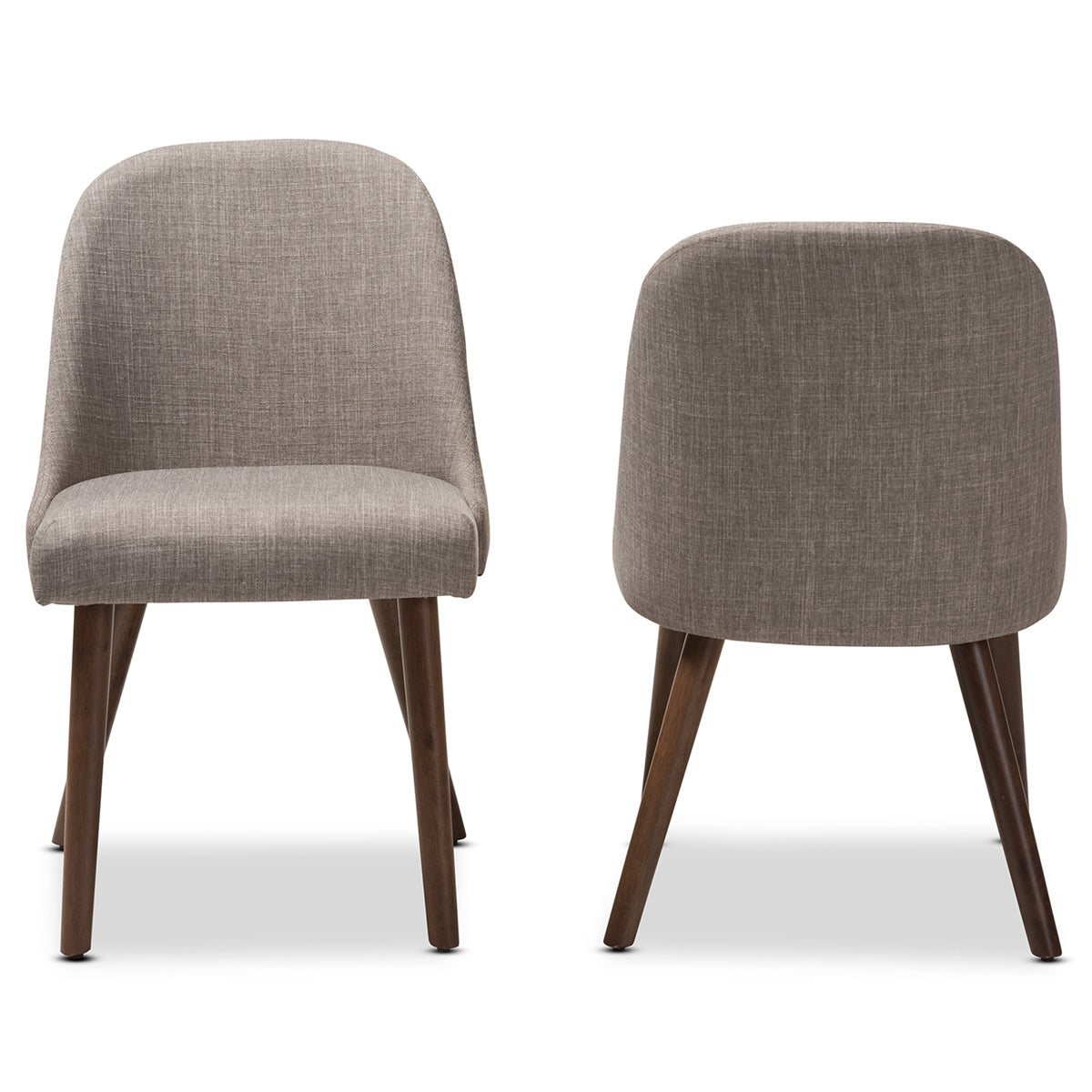 Baxton Studio Cody Mid-Century Modern Light Grey Fabric Upholstered Walnut Finished Wood Dining Chair (Set of 2) Baxton Studio-dining chair-Minimal And Modern - 2