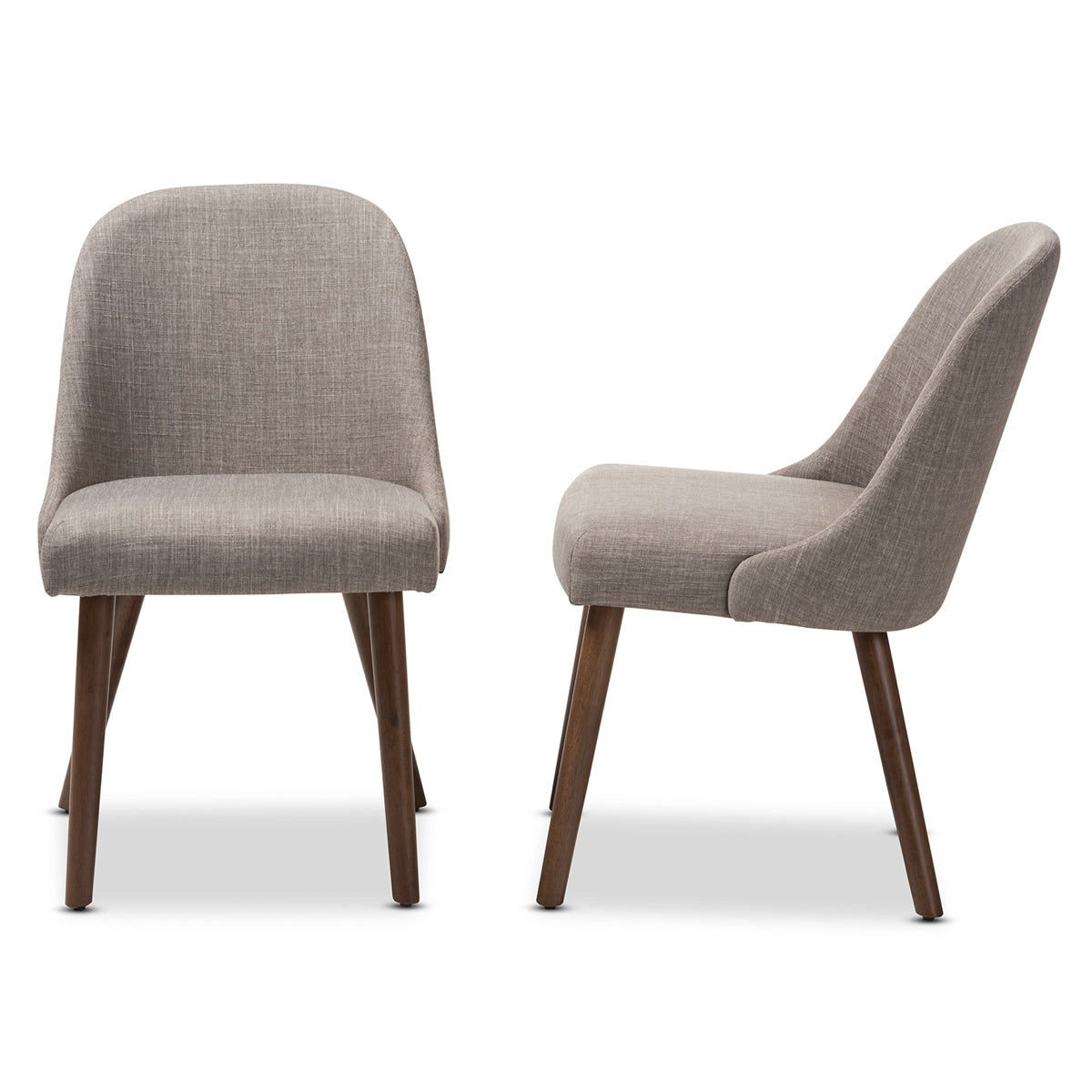 Baxton Studio Cody Mid-Century Modern Light Grey Fabric Upholstered Walnut Finished Wood Dining Chair (Set of 2) Baxton Studio-dining chair-Minimal And Modern - 3