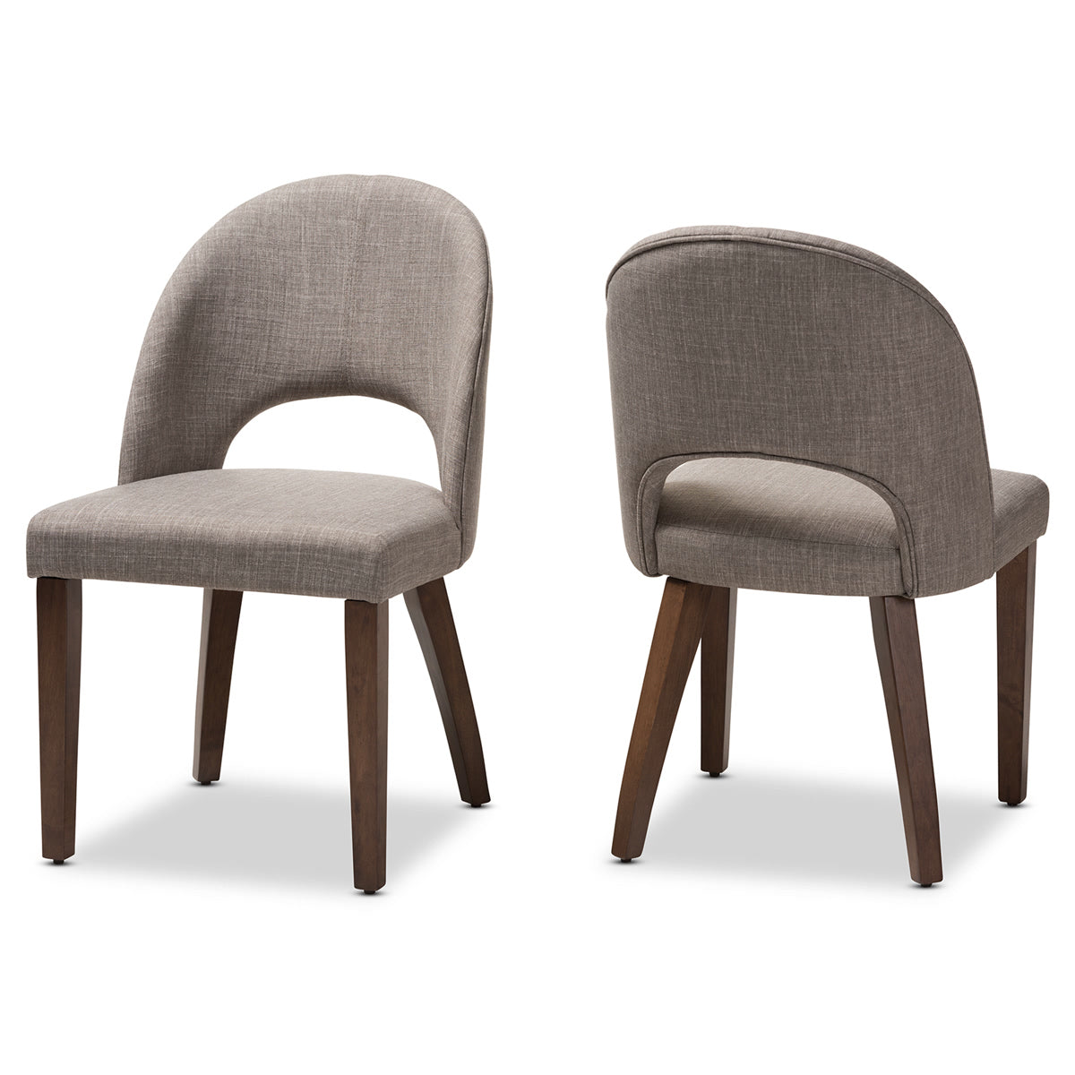 Baxton Studio Wesley Mid-Century Modern Light Grey Fabric Upholstered Walnut Finished Wood Dining Chair (Set of 2) Baxton Studio-dining chair-Minimal And Modern - 1