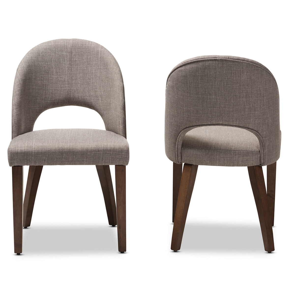 Baxton Studio Wesley Mid-Century Modern Light Grey Fabric Upholstered Walnut Finished Wood Dining Chair (Set of 2) Baxton Studio-dining chair-Minimal And Modern - 2