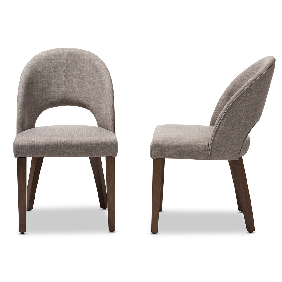 Baxton Studio Wesley Mid-Century Modern Light Grey Fabric Upholstered Walnut Finished Wood Dining Chair (Set of 2) Baxton Studio-dining chair-Minimal And Modern - 3