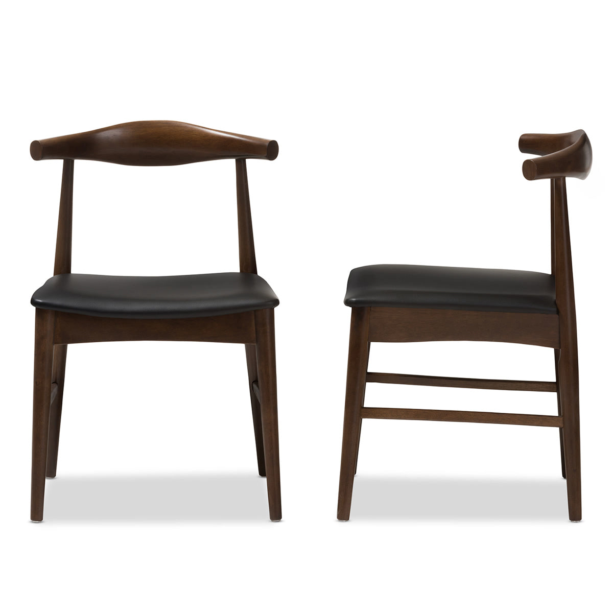 Baxton Studio Winton Mid-Century Modern Walnut Wood Dining Chair (Set of 2) Baxton Studio-dining chair-Minimal And Modern - 2