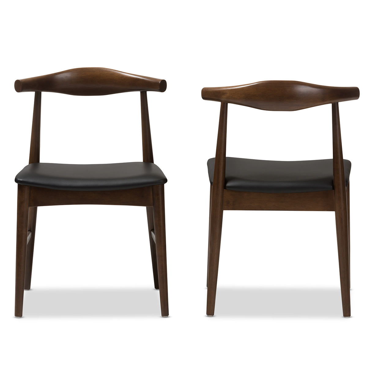 Baxton Studio Winton Mid-Century Modern Walnut Wood Dining Chair (Set of 2) Baxton Studio-dining chair-Minimal And Modern - 3