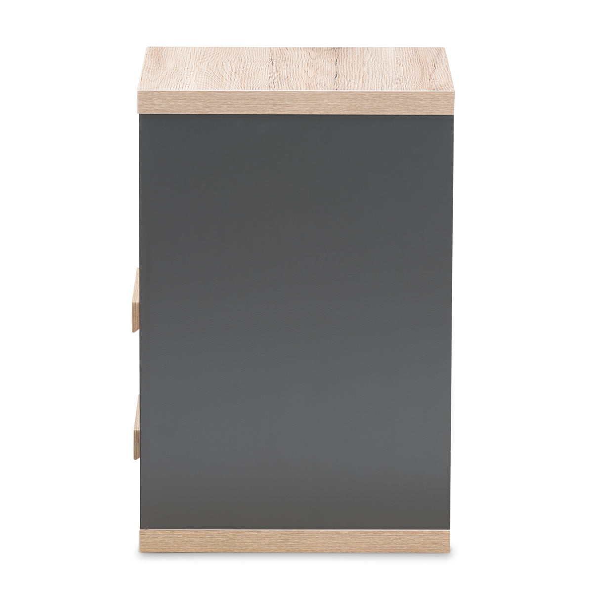 Baxton Studio Pandora Modern and Contemporary Dark Grey and Light Brown Two-Tone 2-Drawer Nightstand Baxton Studio-nightstands-Minimal And Modern - 5