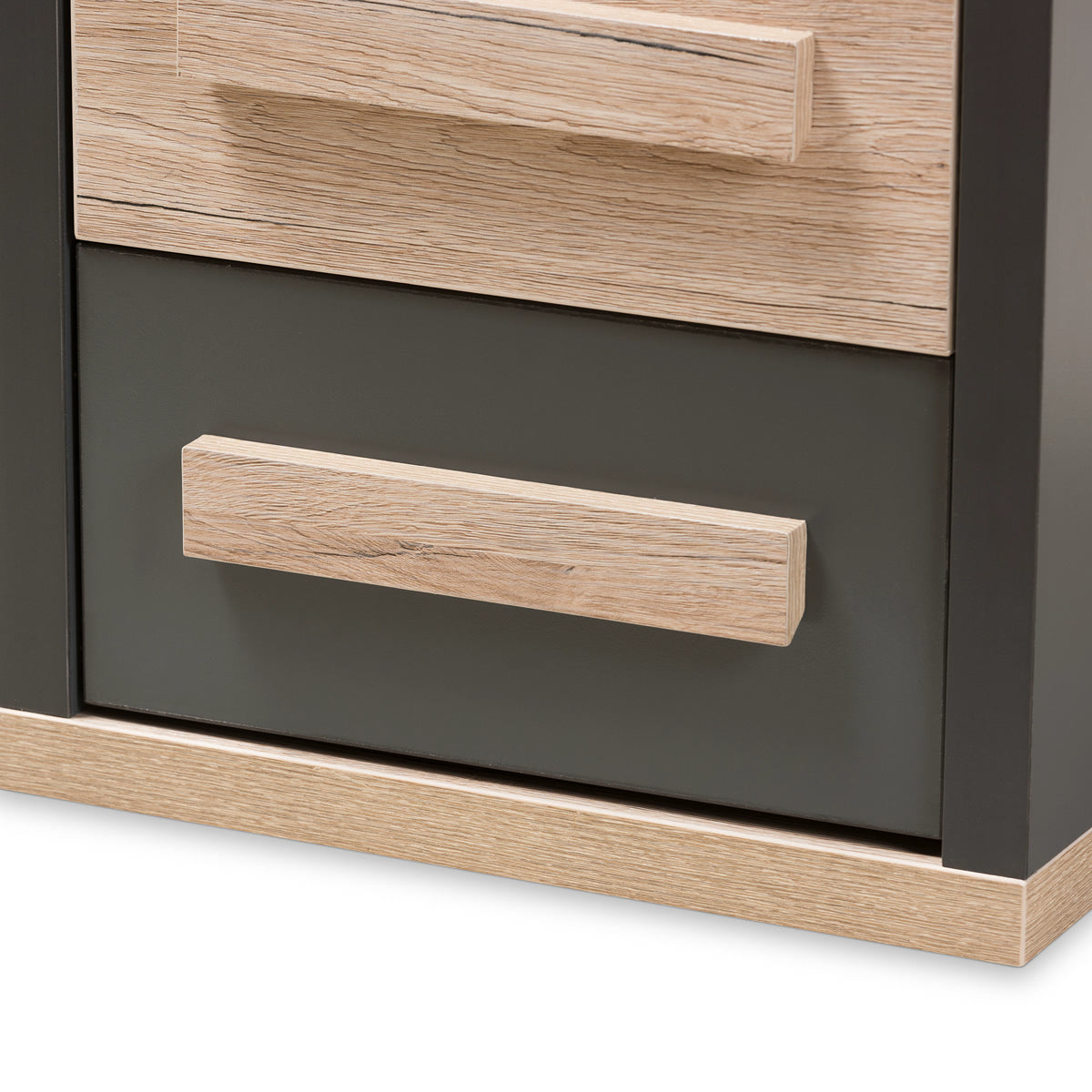 Baxton Studio Pandora Modern and Contemporary Dark Grey and Light Brown Two-Tone 2-Drawer Nightstand Baxton Studio-nightstands-Minimal And Modern - 7