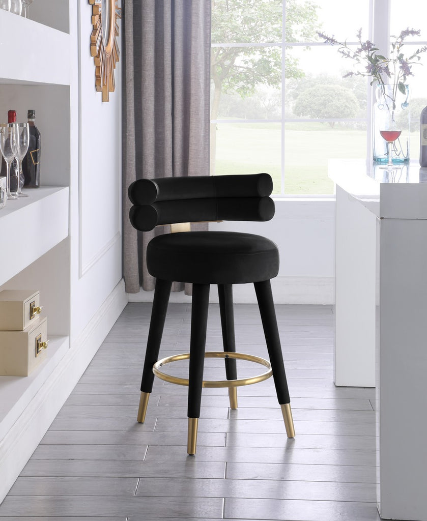 Meridian Furniture Fitzroy Black Velvet Counter Stool - Set of 2 ...