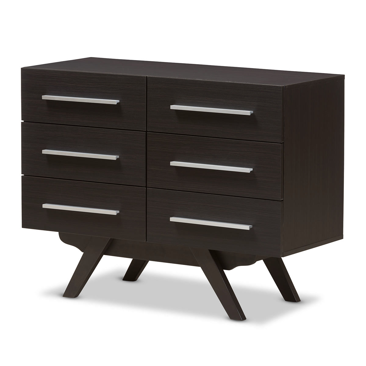 Baxton Studio Auburn Mid-Century Modern Espresso Brown Finished Wood 6-Drawer Dresser Baxton Studio-Dresser-Minimal And Modern - 1