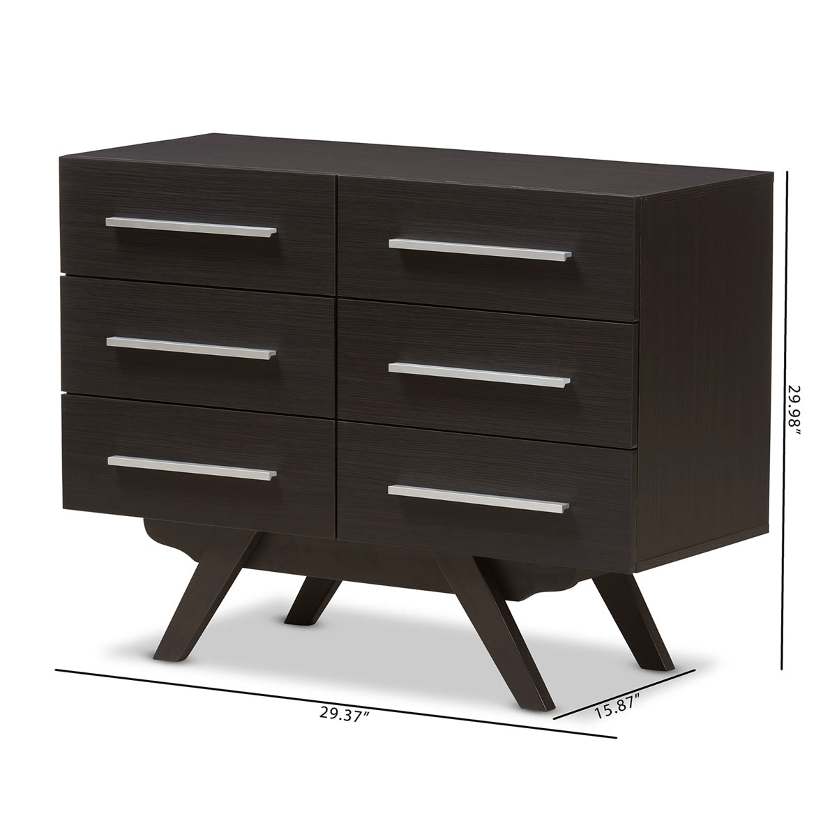 Baxton Studio Auburn Mid-Century Modern Espresso Brown Finished Wood 6-Drawer Dresser Baxton Studio-Dresser-Minimal And Modern - 2