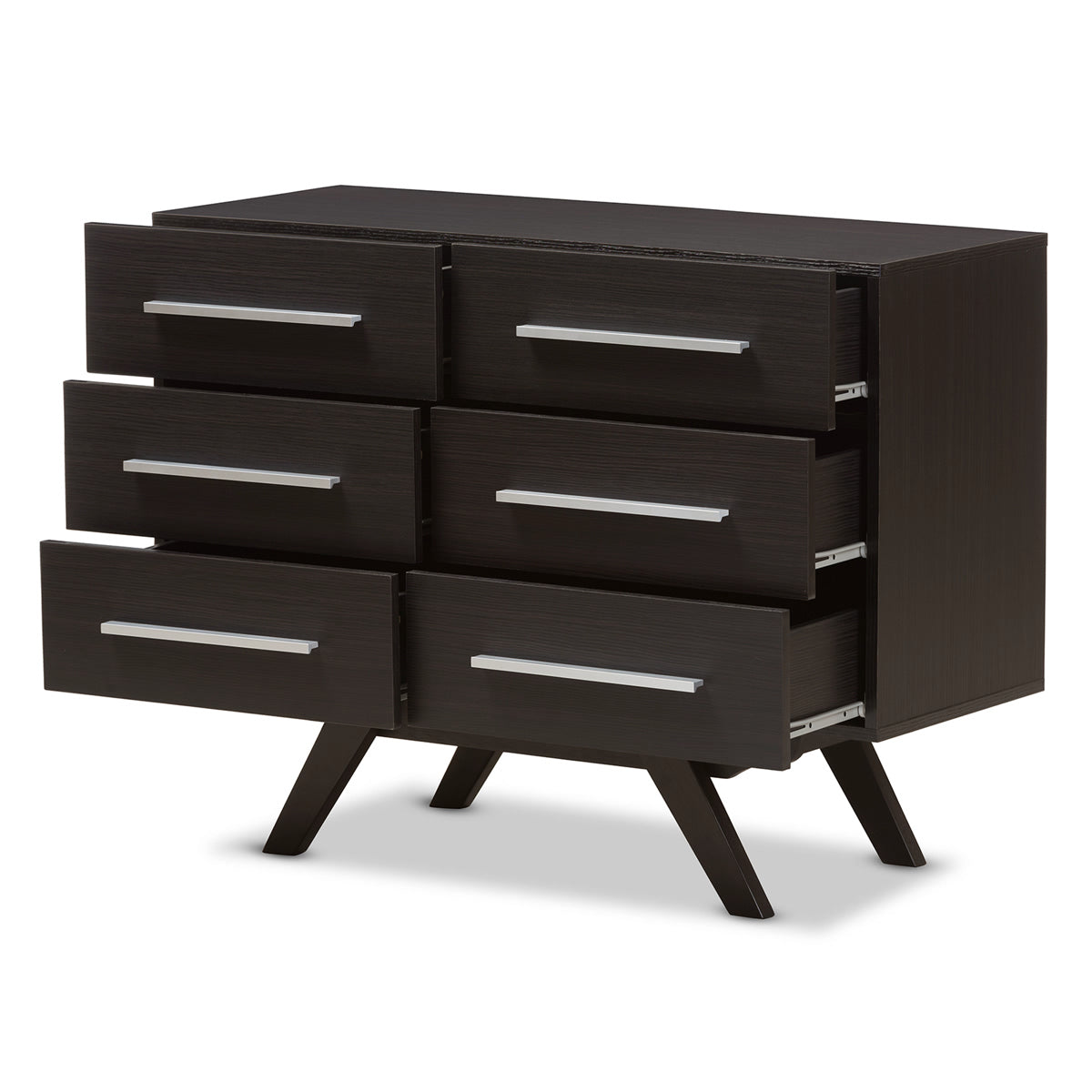 Baxton Studio Auburn Mid-Century Modern Espresso Brown Finished Wood 6-Drawer Dresser Baxton Studio-Dresser-Minimal And Modern - 3