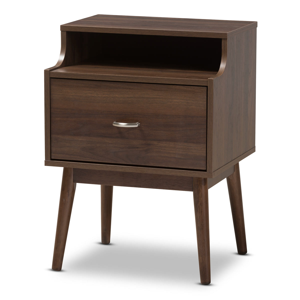 Baxton Studio Disa Mid-Century Modern Walnut Brown Finished Nightstand Baxton Studio-nightstands-Minimal And Modern - 1