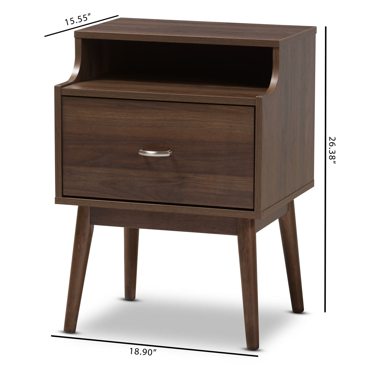 Baxton Studio Disa Mid-Century Modern Walnut Brown Finished Nightstand Baxton Studio-nightstands-Minimal And Modern - 3