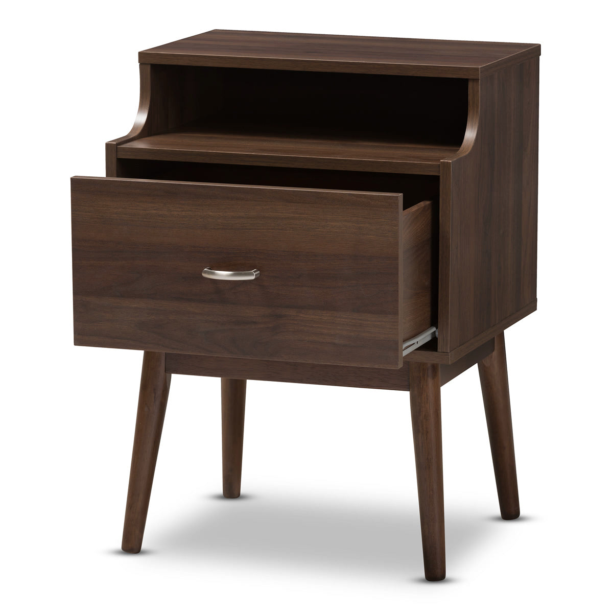 Baxton Studio Disa Mid-Century Modern Walnut Brown Finished Nightstand Baxton Studio-nightstands-Minimal And Modern - 4