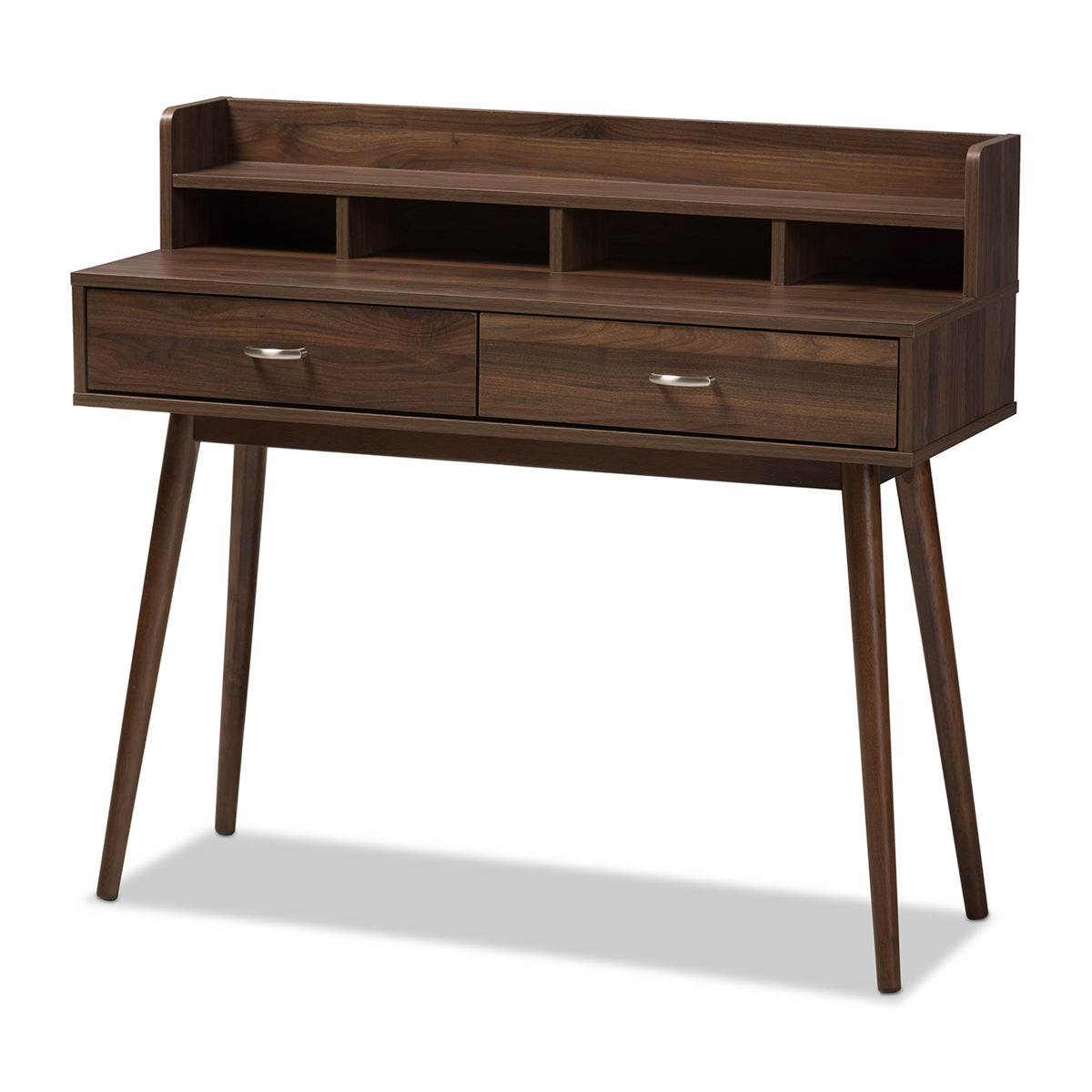 Baxton Studio Disa Mid-Century Modern Walnut Brown Finished 2-Drawer Desk Baxton Studio-Desks-Minimal And Modern - 1