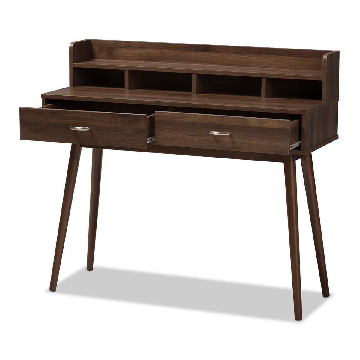 Baxton Studio Disa Mid-Century Modern Walnut Brown Finished 2-Drawer Desk Baxton Studio-Desks-Minimal And Modern - 2