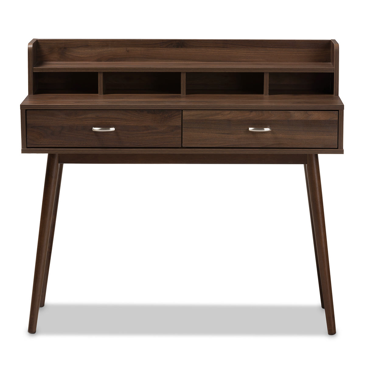 Baxton Studio Disa Mid-Century Modern Walnut Brown Finished 2-Drawer Desk Baxton Studio-Desks-Minimal And Modern - 3