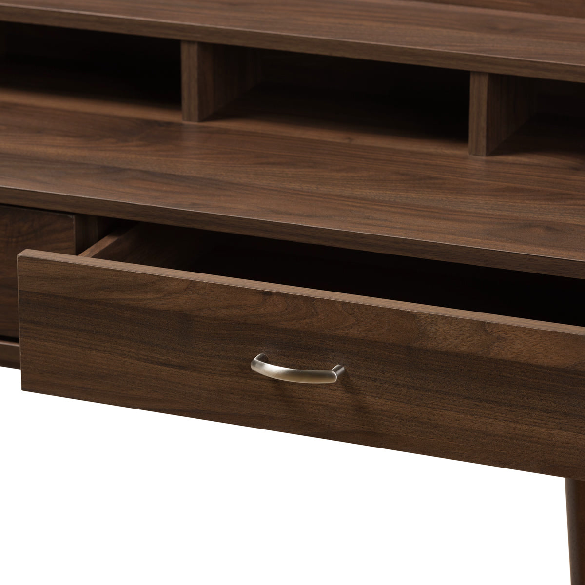 Baxton Studio Disa Mid-Century Modern Walnut Brown Finished 2-Drawer Desk Baxton Studio-Desks-Minimal And Modern - 6