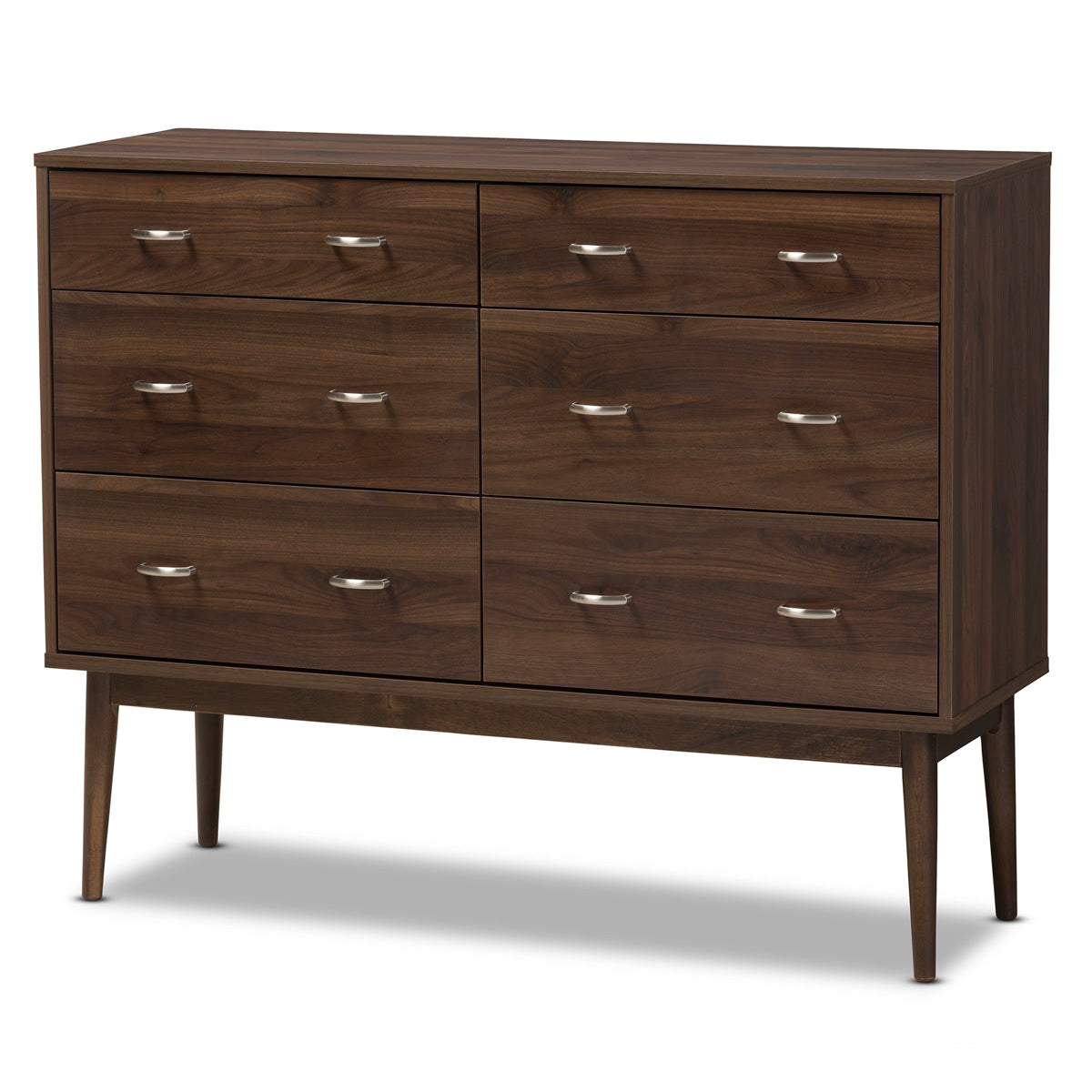 Baxton Studio Disa Mid-Century Modern Walnut Brown Finished 6-Drawer Dresser Baxton Studio-Dresser-Minimal And Modern - 1