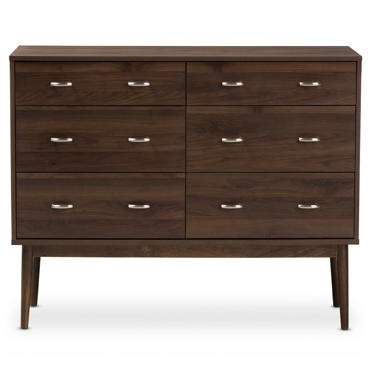 Baxton Studio Disa Mid-Century Modern Walnut Brown Finished 6-Drawer Dresser Baxton Studio-Dresser-Minimal And Modern - 4