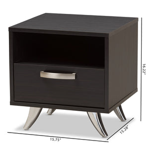 Baxton Studio Warwick Modern and Contemporary Espresso Brown Finished Wood End Table Baxton Studio-nightstands-Minimal And Modern - 3