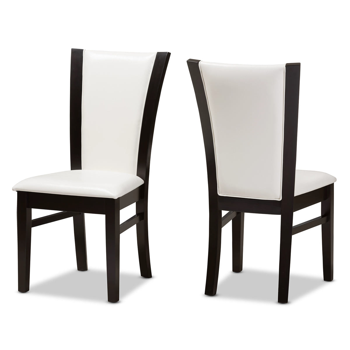 Baxton Studio Adley Modern and Contemporary 5-Piece Dark Brown Finished White Faux Leather Dining Set Baxton Studio-0-Minimal And Modern - 2