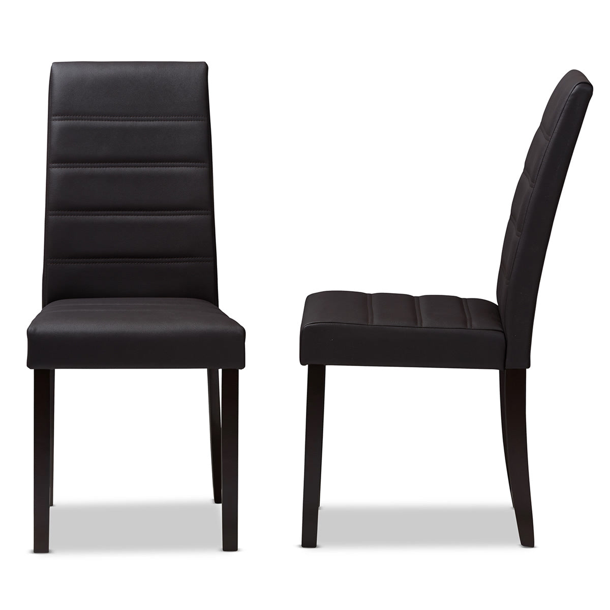 Baxton Studio Lorelle Modern and Contemporary Brown Faux Leather Upholstered Dining Chair (Set of 2) Baxton Studio-dining chair-Minimal And Modern - 2