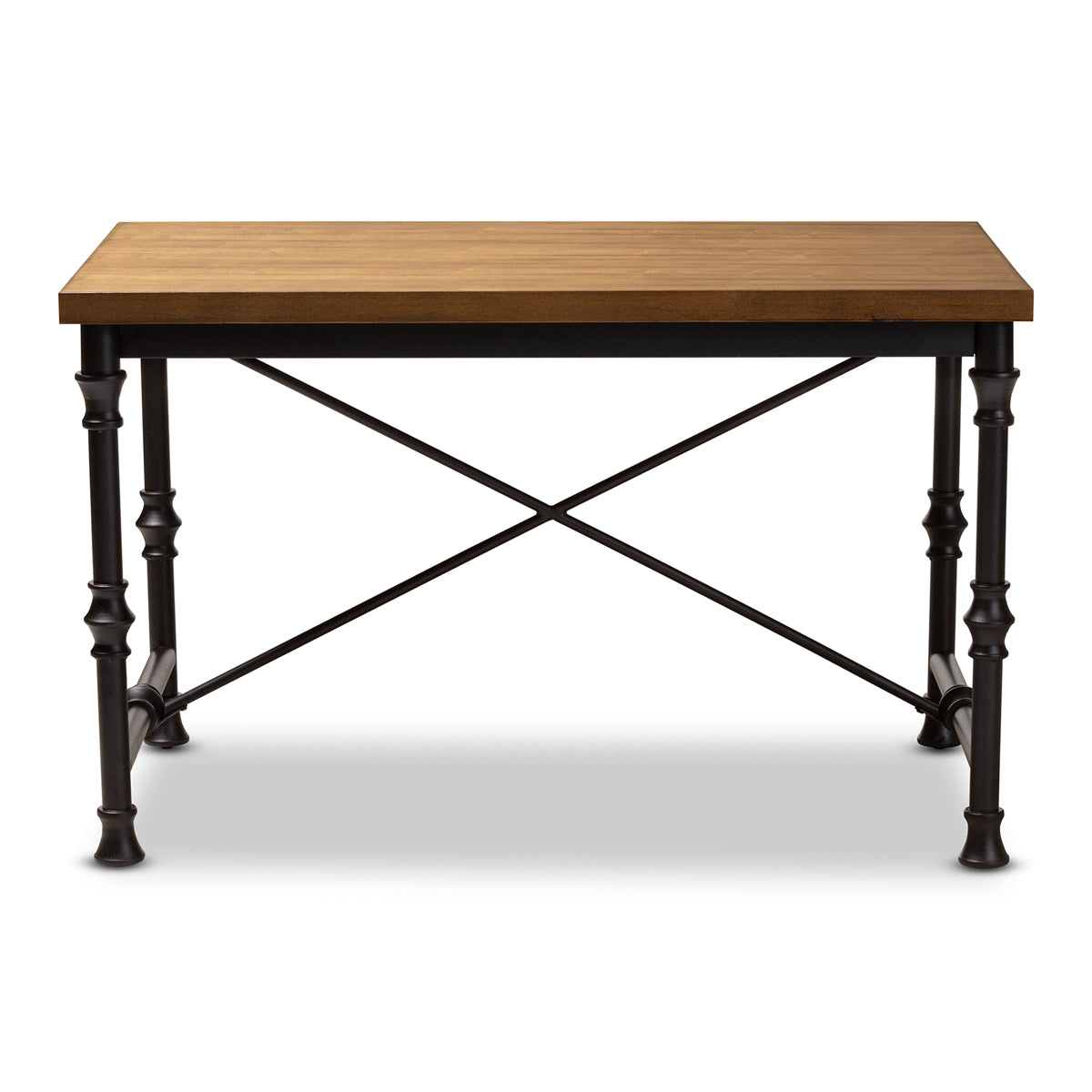 Baxton Studio Ethan Rustic Industrial Style Brown Wood and Metal Desk