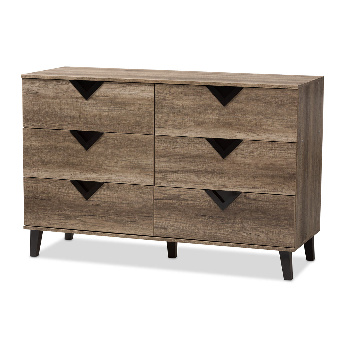 Baxton Studio Wales Modern and Contemporary Light Brown Wood 6-Drawer Chest Baxton Studio-Dresser-Minimal And Modern - 1