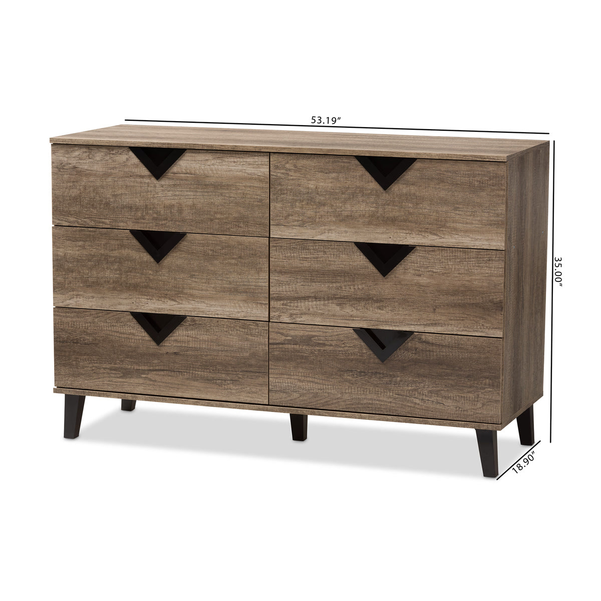 Baxton Studio Wales Modern and Contemporary Light Brown Wood 6-Drawer Chest Baxton Studio-Dresser-Minimal And Modern - 2