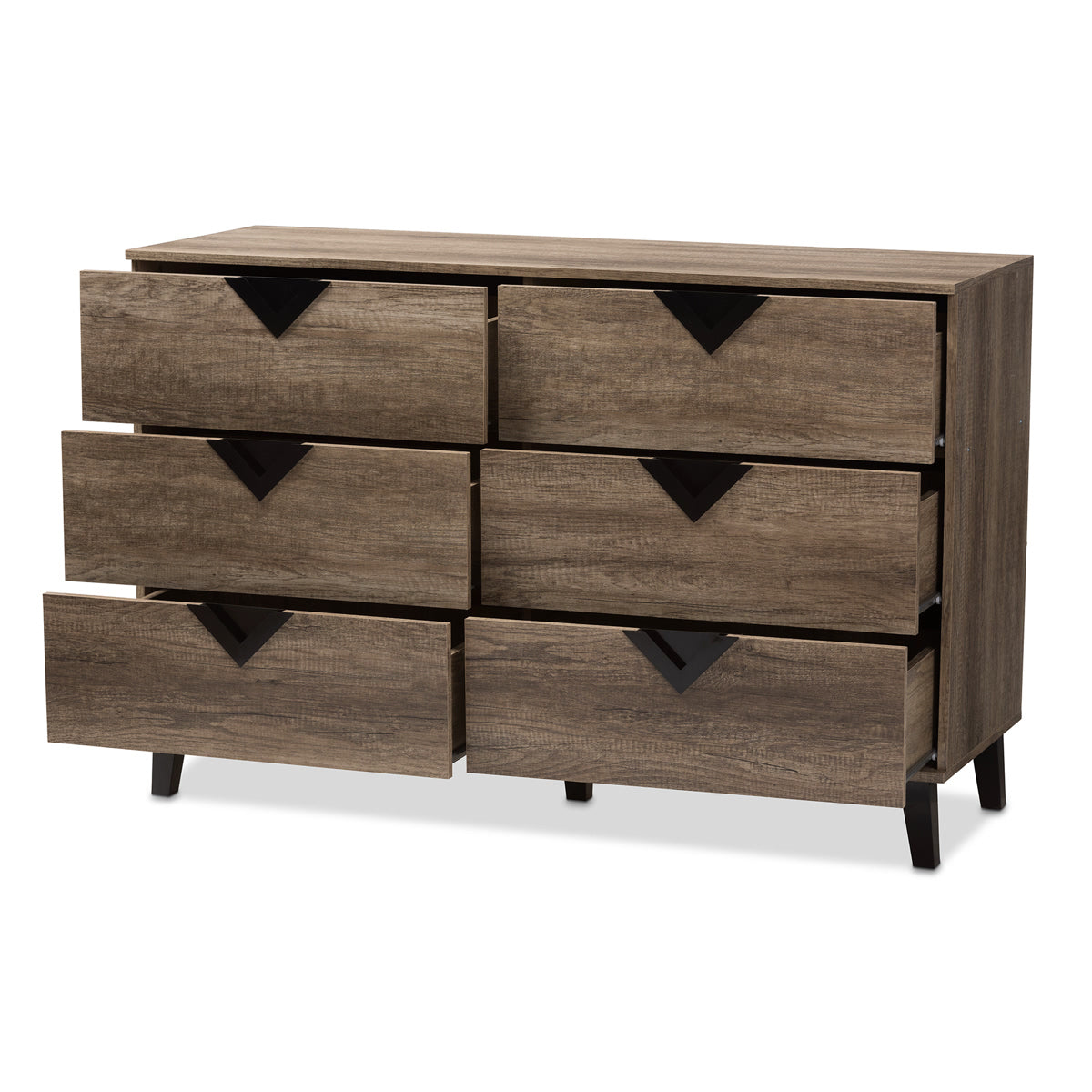 Baxton Studio Wales Modern and Contemporary Light Brown Wood 6-Drawer Chest Baxton Studio-Dresser-Minimal And Modern - 3