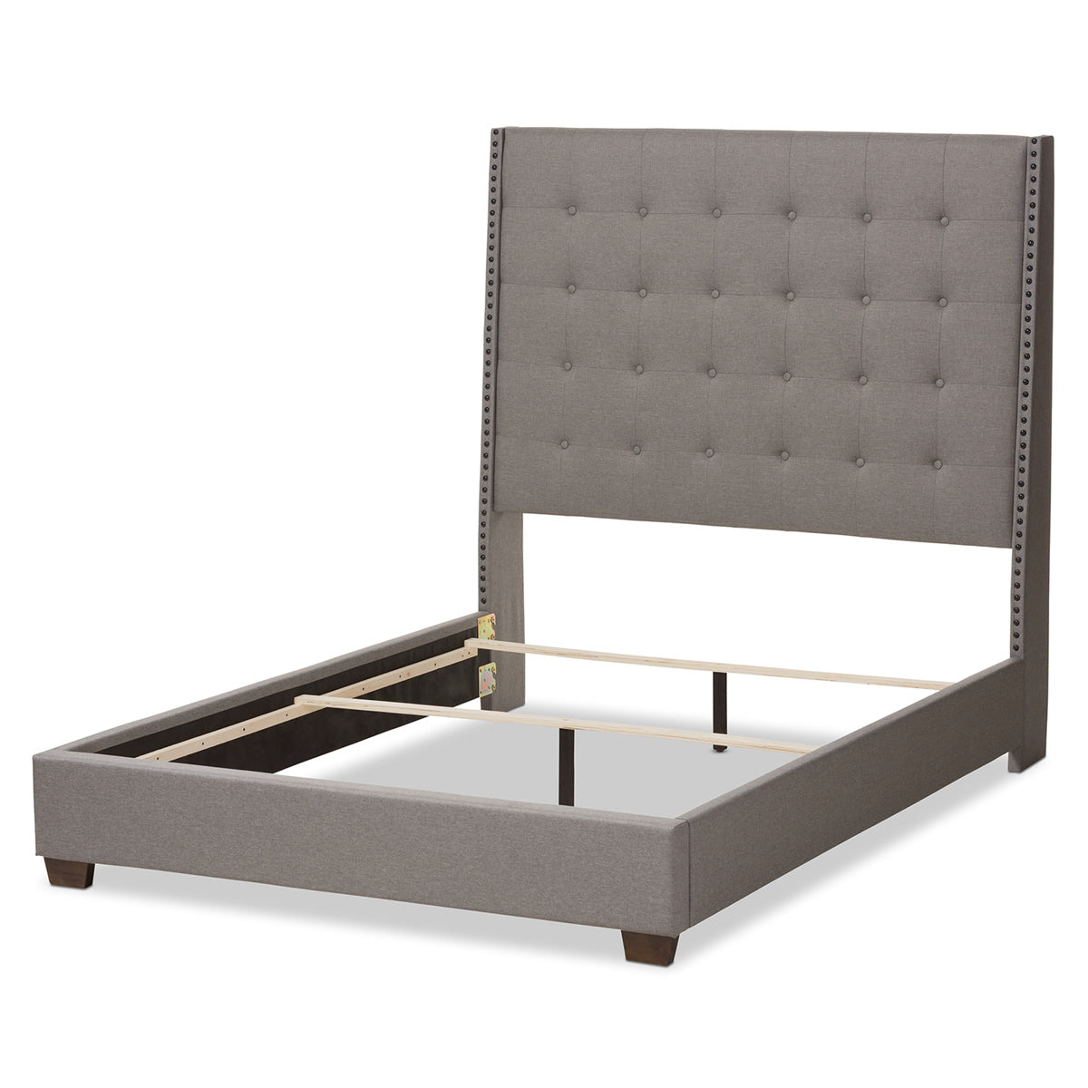 Baxton Studio Georgette Modern and Contemporary Light Grey Fabric Upholstered Queen Size Bed Baxton Studio-0-Minimal And Modern - 3