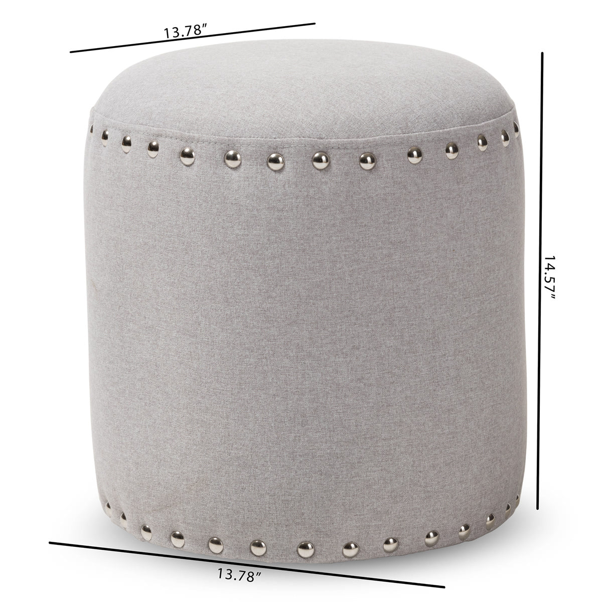 Baxton Studio Rosine Modern and Contemporary Light Grey Fabric Upholstered Nail Trim Ottoman Baxton Studio-ottomans-Minimal And Modern - 5