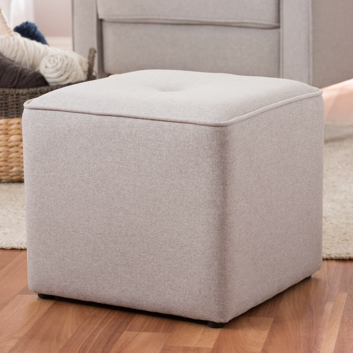 Baxton Studio Corinne Modern and Contemporary Light Grey Fabric Upholstered Ottoman Baxton Studio-ottomans-Minimal And Modern - 4