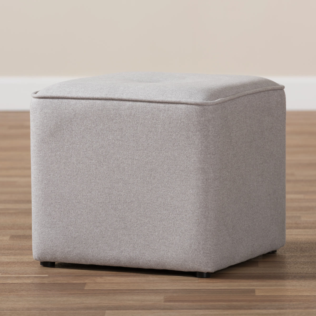 Baxton Studio Corinne Modern and Contemporary Light Grey Fabric Upholstered Ottoman Baxton Studio-ottomans-Minimal And Modern - 5