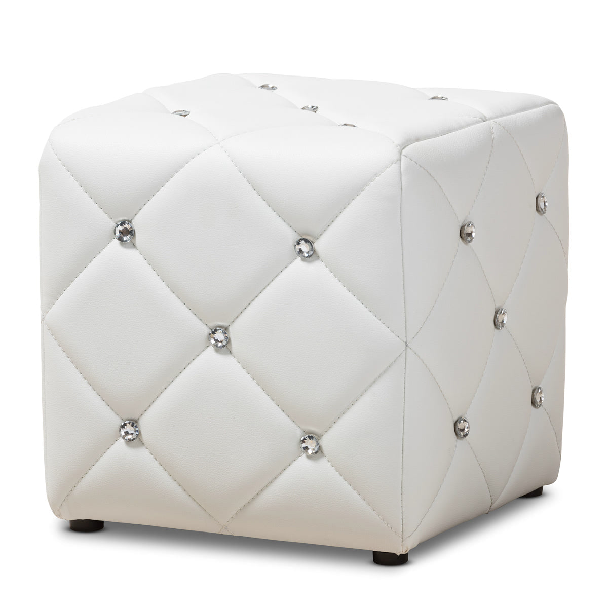 Baxton Studio Stacey Modern and Contemporary White Faux Leather Upholstered Ottoman Baxton Studio-ottomans-Minimal And Modern - 1