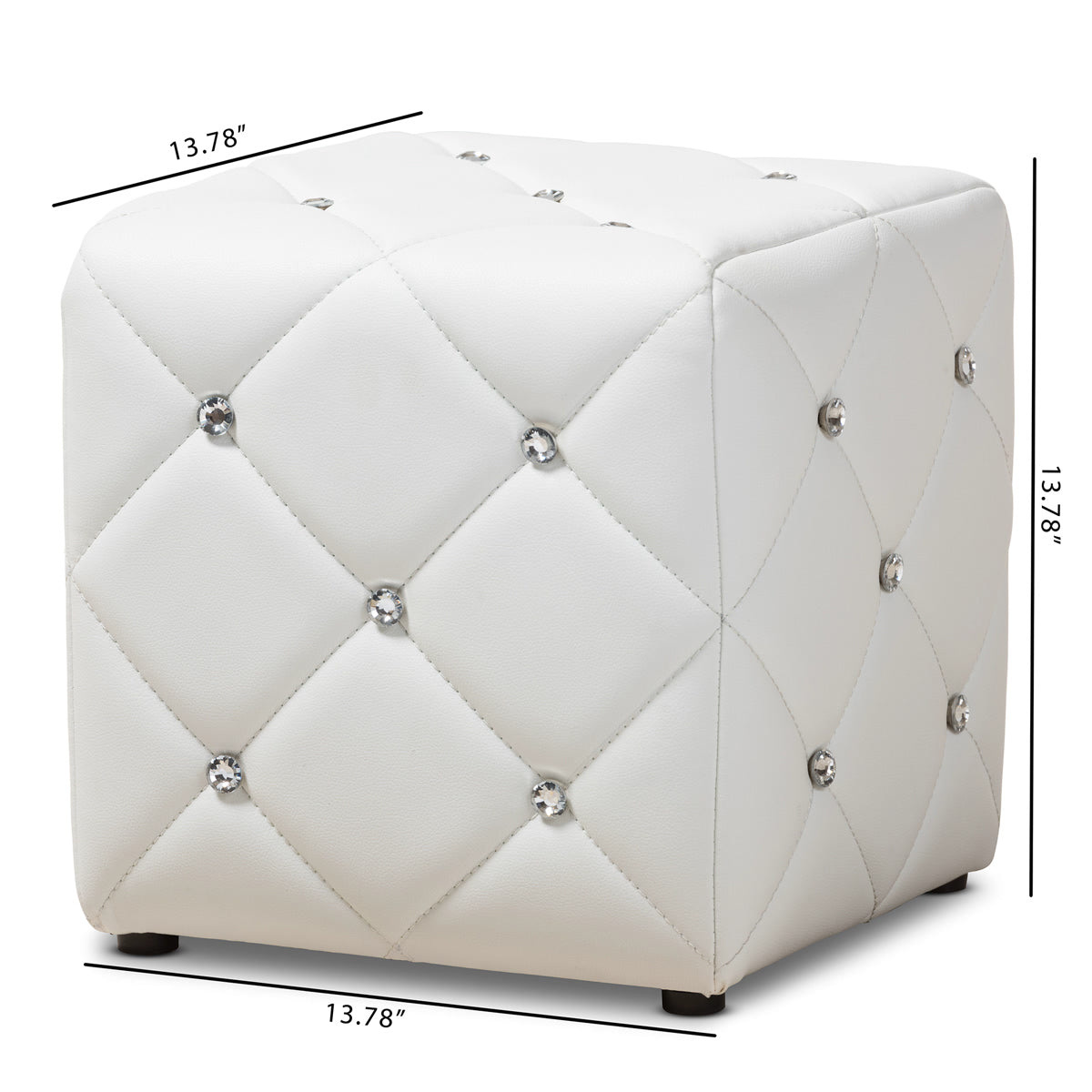 Baxton Studio Stacey Modern and Contemporary White Faux Leather Upholstered Ottoman Baxton Studio-ottomans-Minimal And Modern - 5