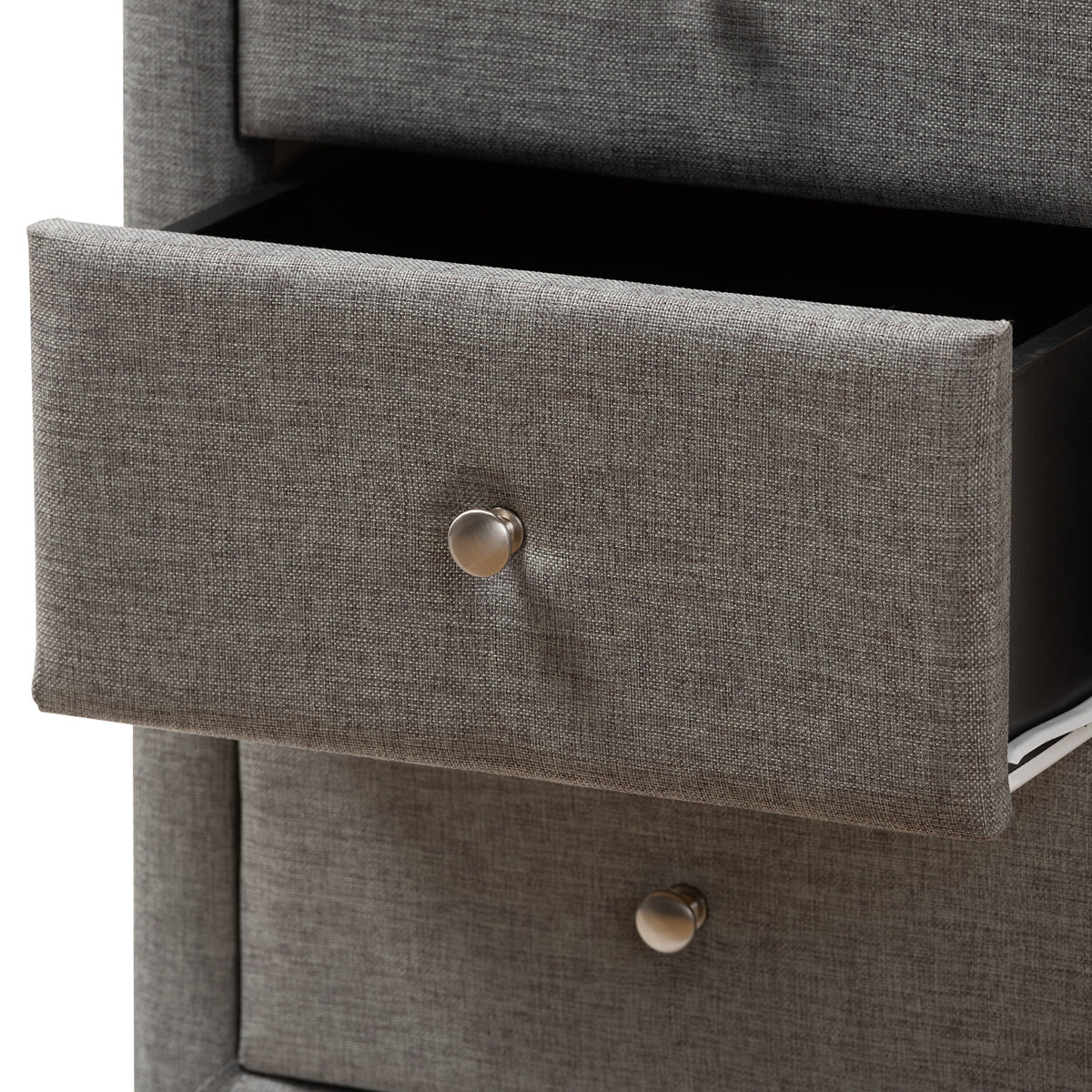 Baxton Studio Tessa Modern and Contemporary Grey Fabric Upholstered 3-Drawer Nightstand Baxton Studio-nightstands-Minimal And Modern - 6