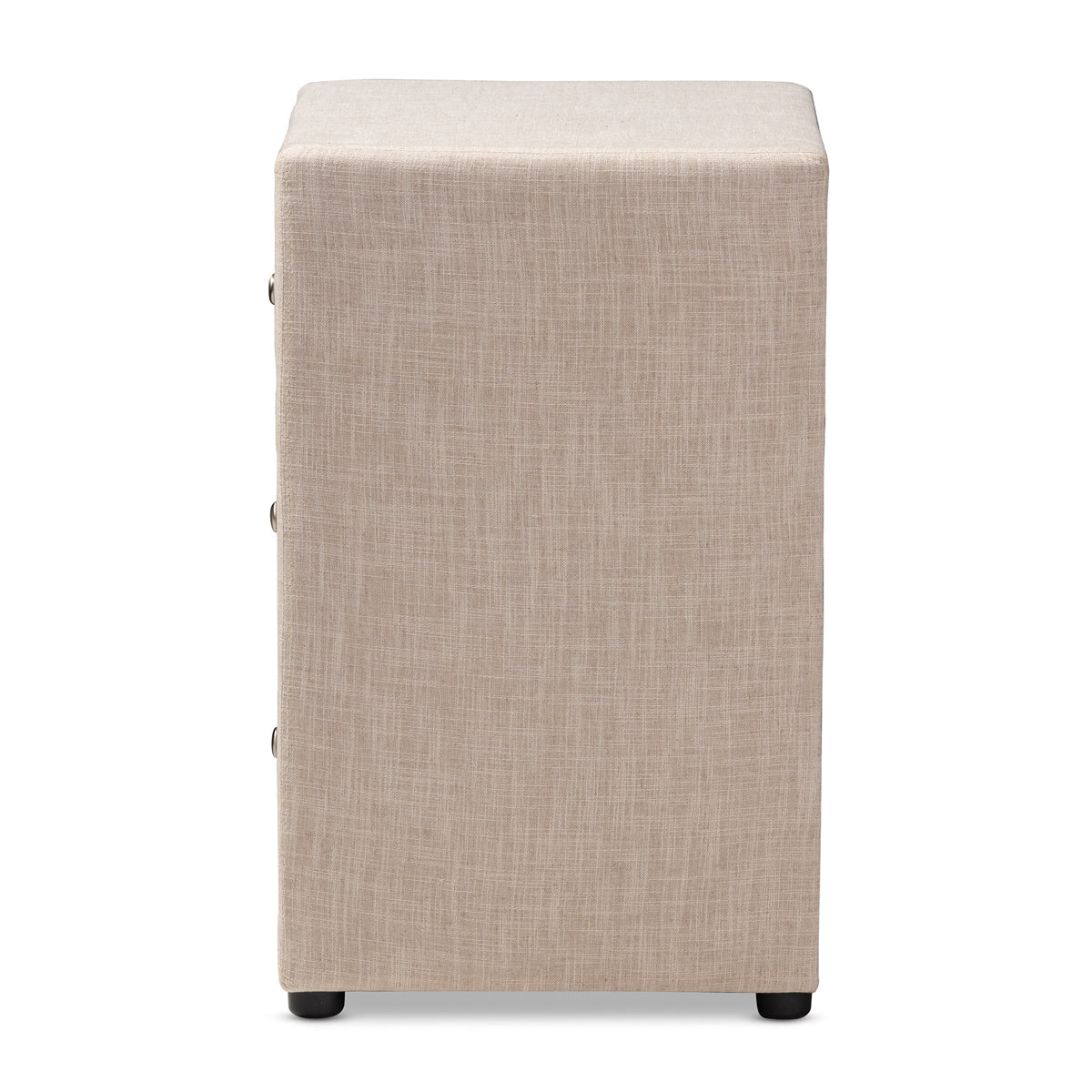 Baxton Studio Tessa Modern and Contemporary Beige Fabric Upholstered 3-Drawer Nightstand Baxton Studio-nightstands-Minimal And Modern - 4