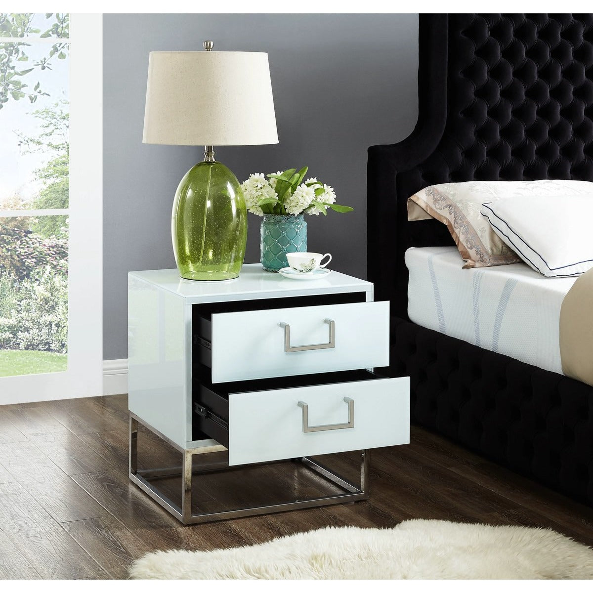 Meridian Furniture Nova White Side Table-Minimal & Modern